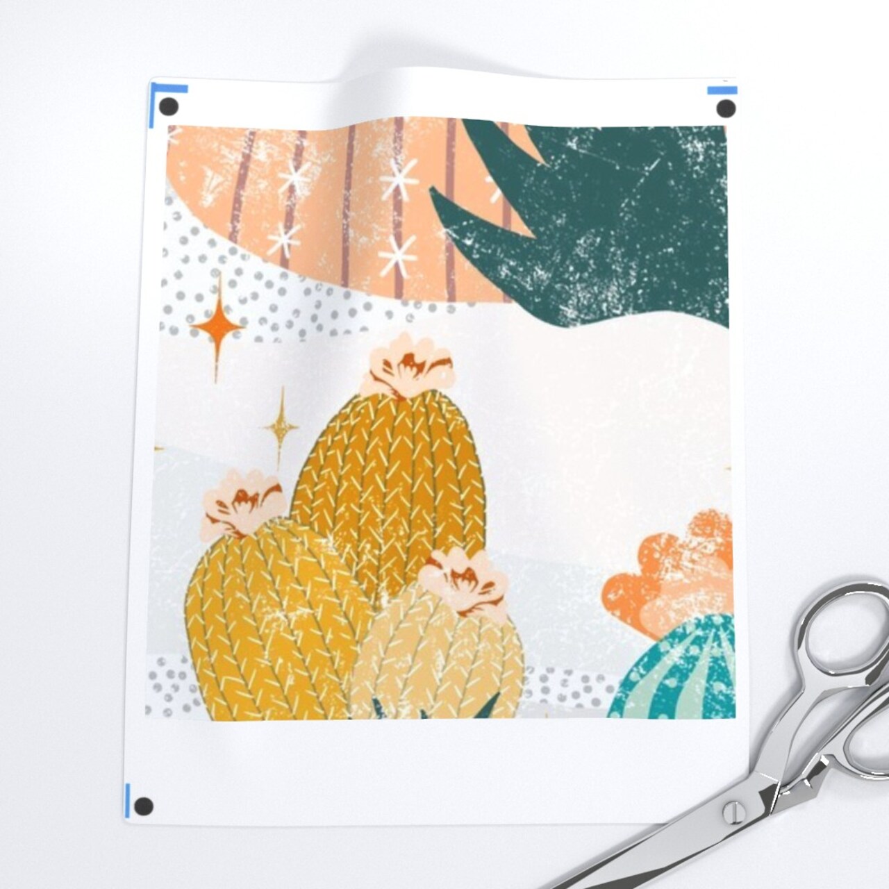 Mid Century Cactus Desert Retro Birds Custom Printed Fabric by Spoonflower Various Fabrics by the Yard or Fat Quarter